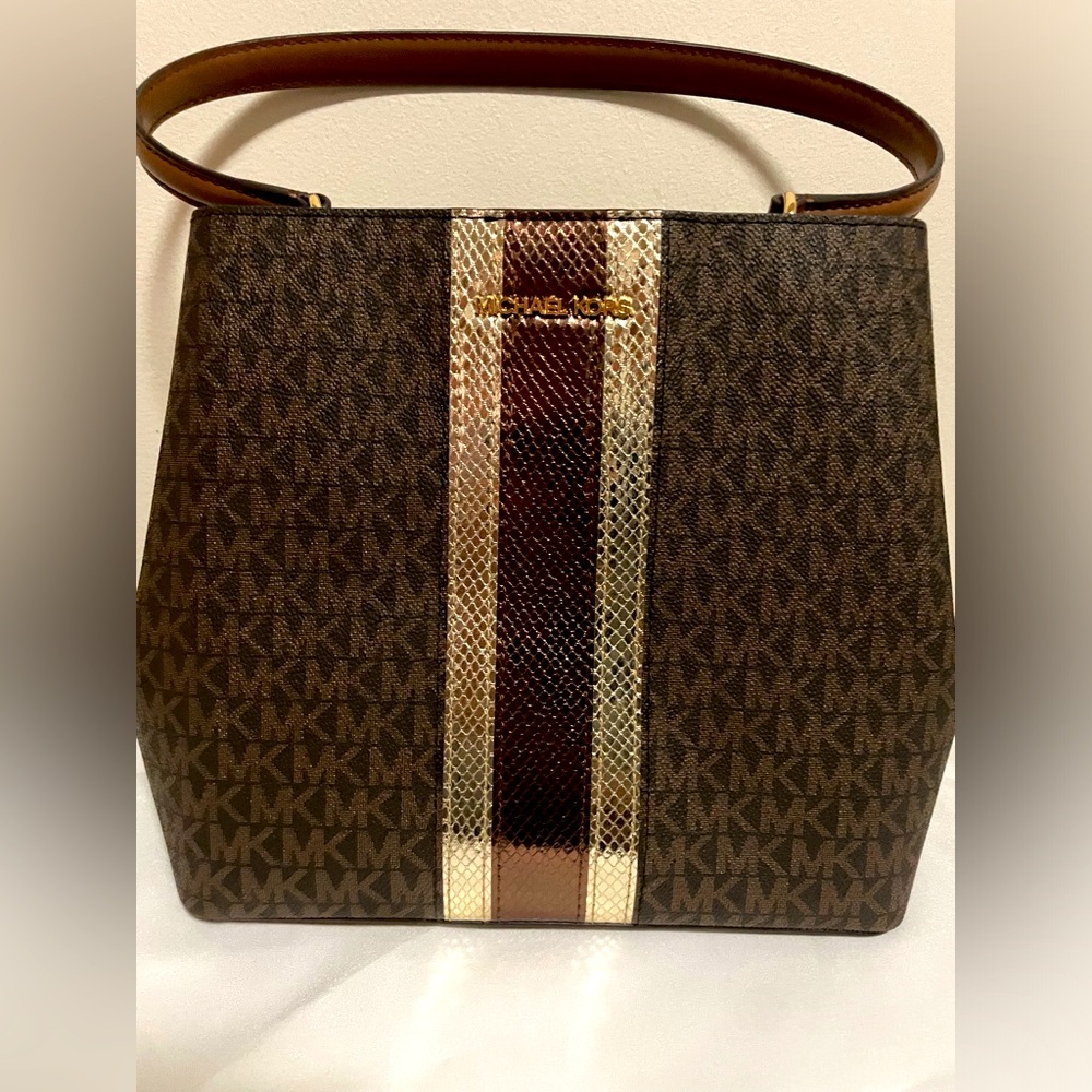 MICHAEL KORS Pratt Medium Signature Logo Shoulder Bag NEW